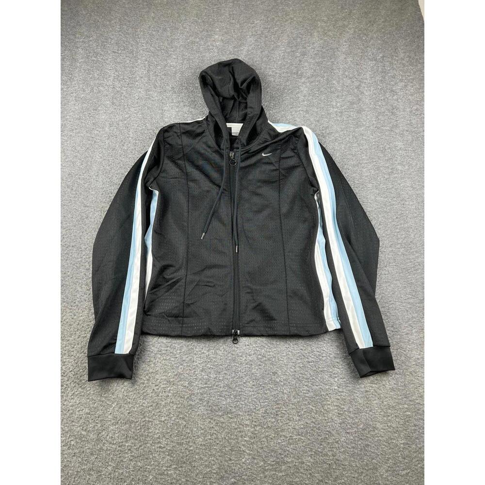 Nike Men's Black Windbreaker Jacket with‎ Hood and Side Stripes Size Medium